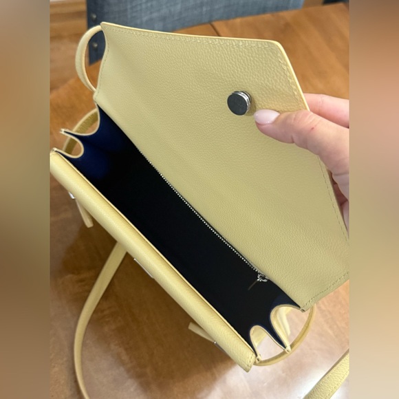 Le Tanneur Medium Emilie Handbag with Double Flap - Yellow - Picture 9 of 10